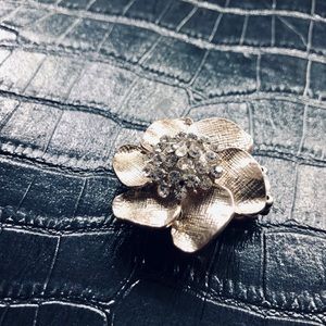 Silver Tone Embellished Flower Ring